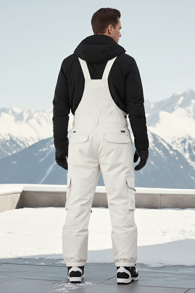 Pantalon De Ski Salopette Blanc Cassé Imperméable Homme Chaud - Polyester - vue 2