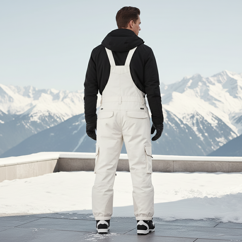 Pantalon De Ski Salopette Blanc Cassé Imperméable Homme Chaud - Polyester - vue 2