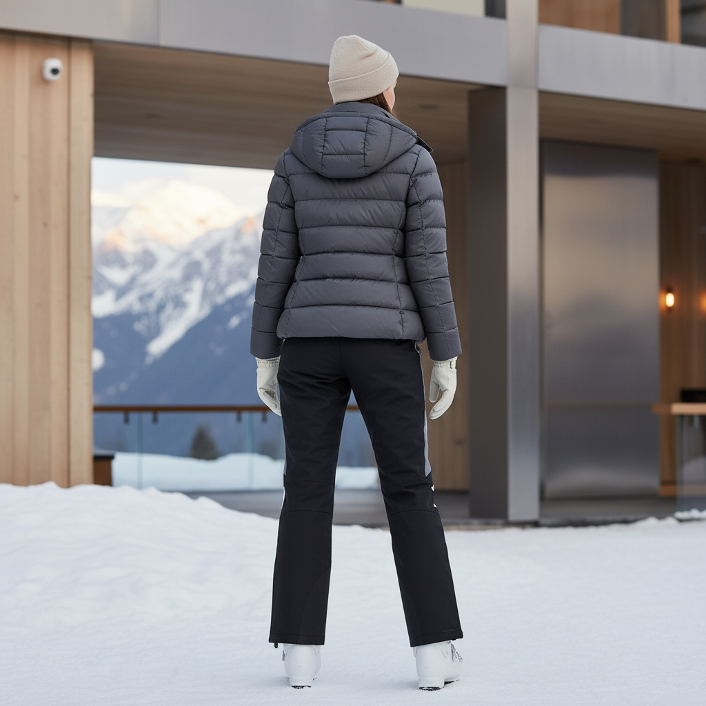 Pantalon De Ski Noir Blanc Imperméable Coupe Droite - Polyester - vue 2