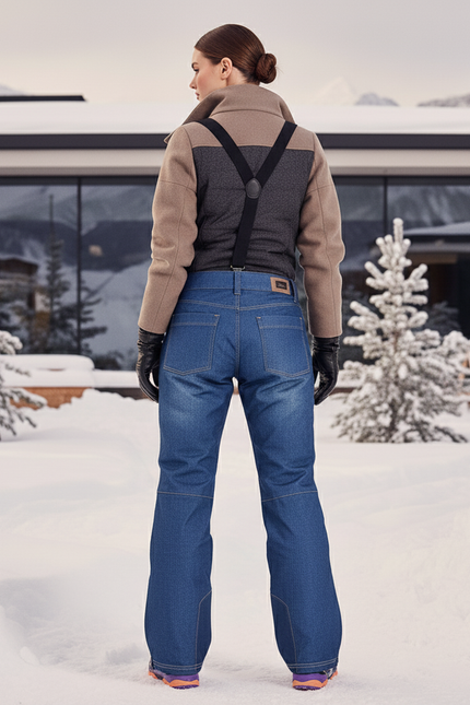 Pantalon De Ski Denim Imperméable Bretelles Femme - Bleu Jean - vue 2