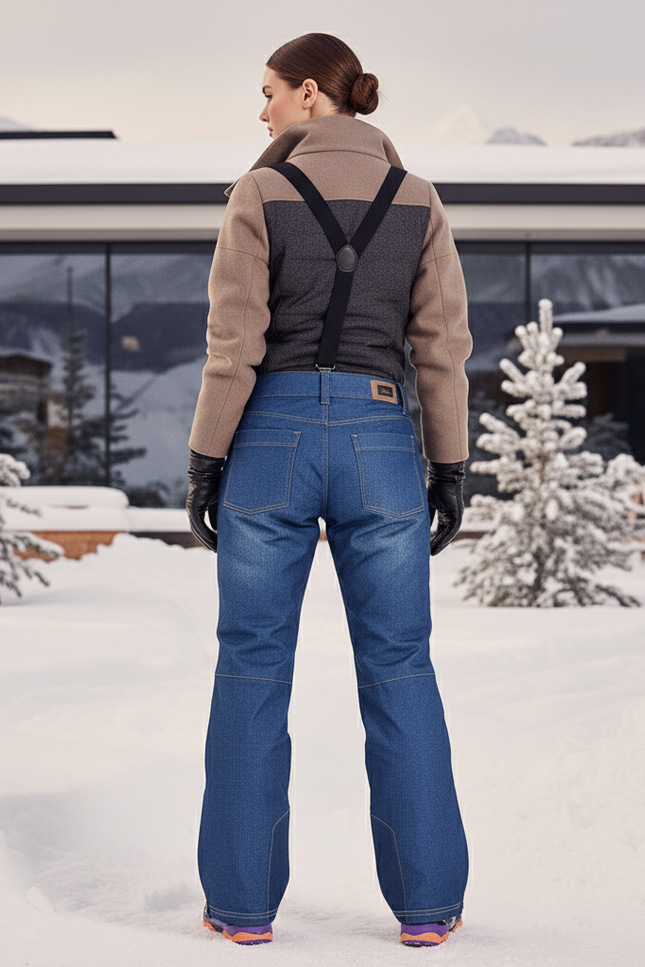 Pantalon De Ski Denim Imperméable Bretelles Femme - Bleu Jean - vue 2