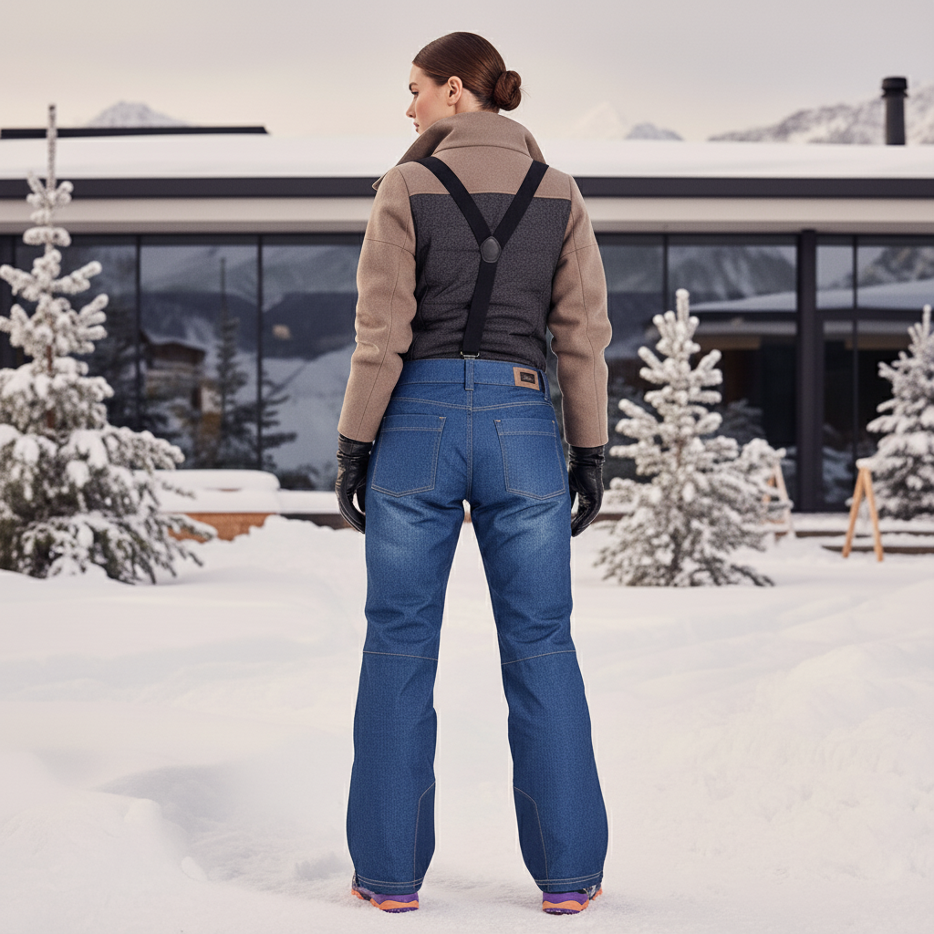 Pantalon De Ski Denim Imperméable Bretelles Femme - Bleu Jean - vue 2