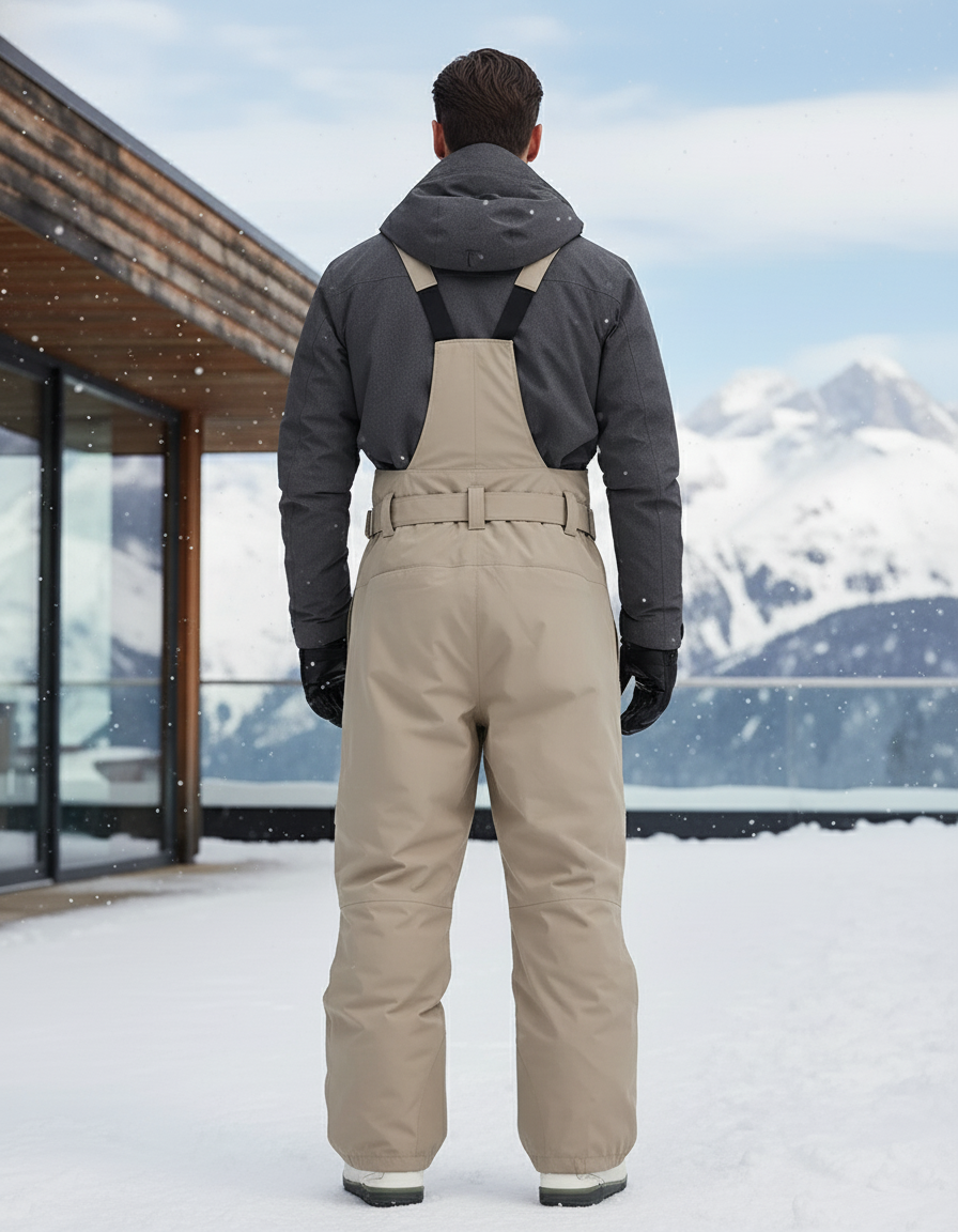 Pantalon De Ski Beige Cargo Ample Bretelles Homme - Polyester - vue 2