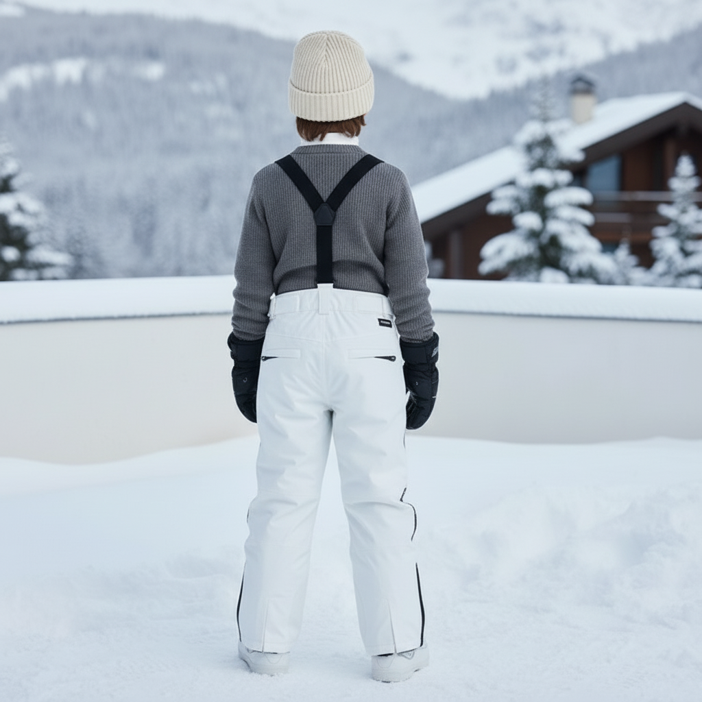 Pantalon De Ski Blanc Imperméable Bretelles Enfant - Polyester - vue 2
