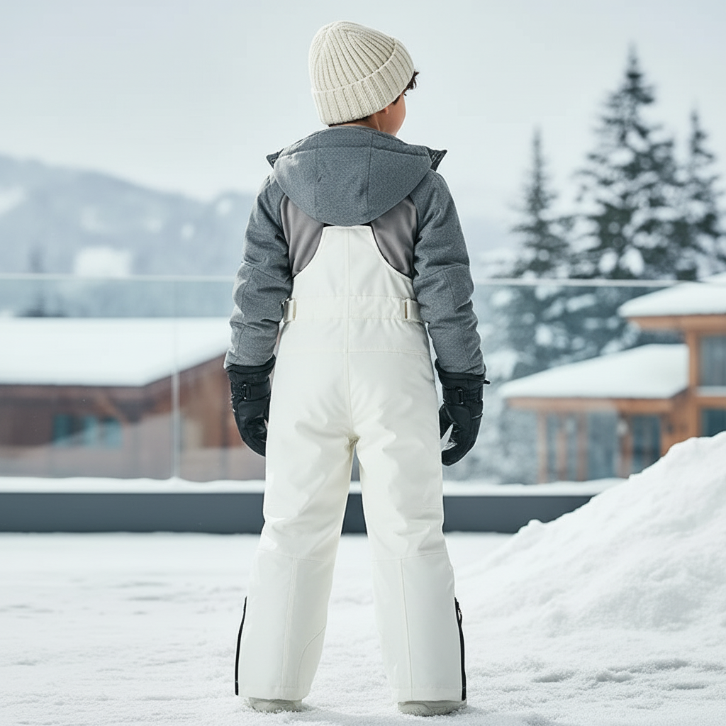 Pantalon De Ski Blanc Bretelles Imperméable Enfant Matelassé - Polyester - vue 2