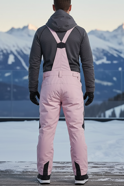 Pantalon De Ski Rose Pâle Imperméable Bretelles Homme - Polyester - vue 2