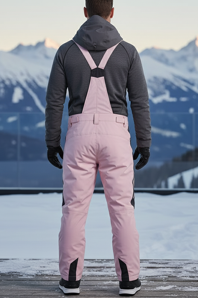 Pantalon De Ski Rose Pâle Imperméable Bretelles Homme - Polyester - vue 2