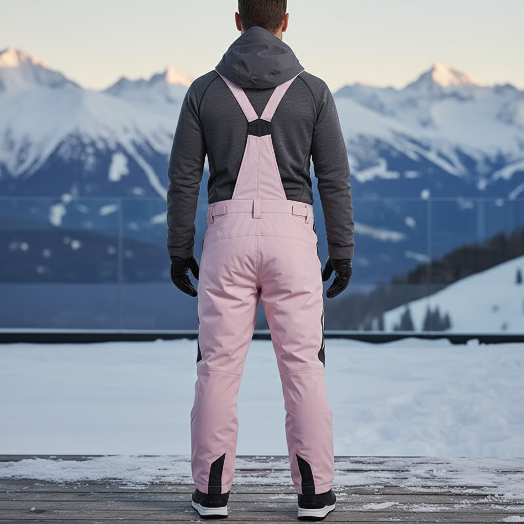Pantalon De Ski Rose Pâle Imperméable Bretelles Homme - Polyester - vue 2
