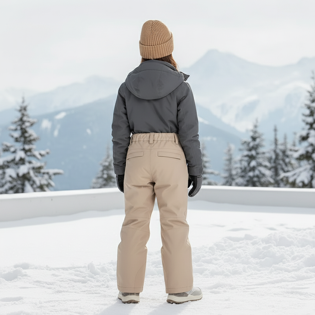 Pantalon De Ski Enfant Beige Imperméable Chaud Hiver - Polyester - vue 2