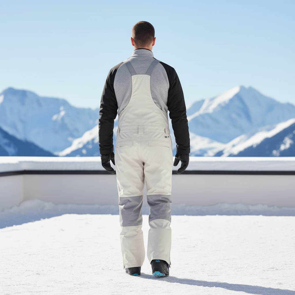 Pantalon De Ski Beige Homme Bretelles Imperméable Hiver - Polyester - vue 2