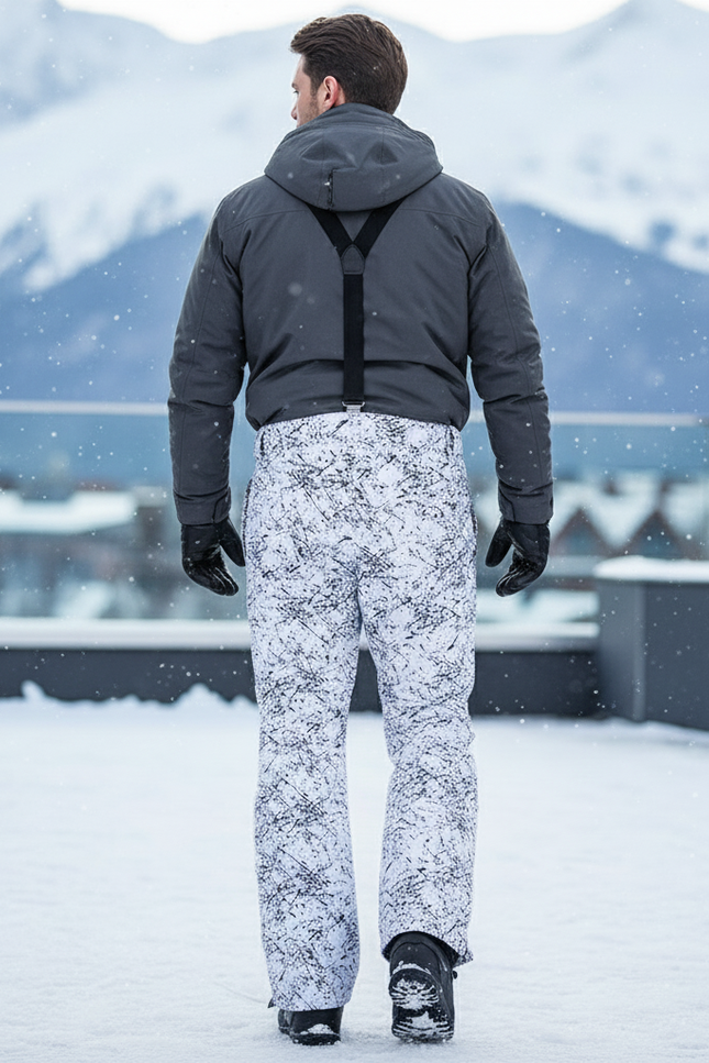 Pantalon De Ski Blanc Imprimé Noir Imperméable Homme - Polyester - vue 2
