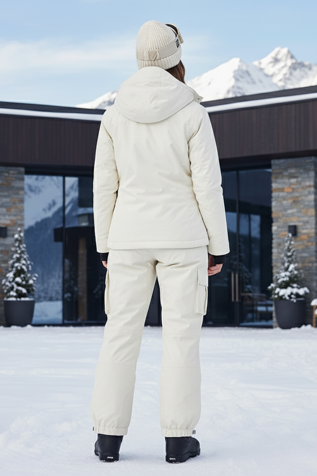 Pantalon De Ski Crème Cargo Imperméable Femme Hiver - Beige Polyester - vue 2