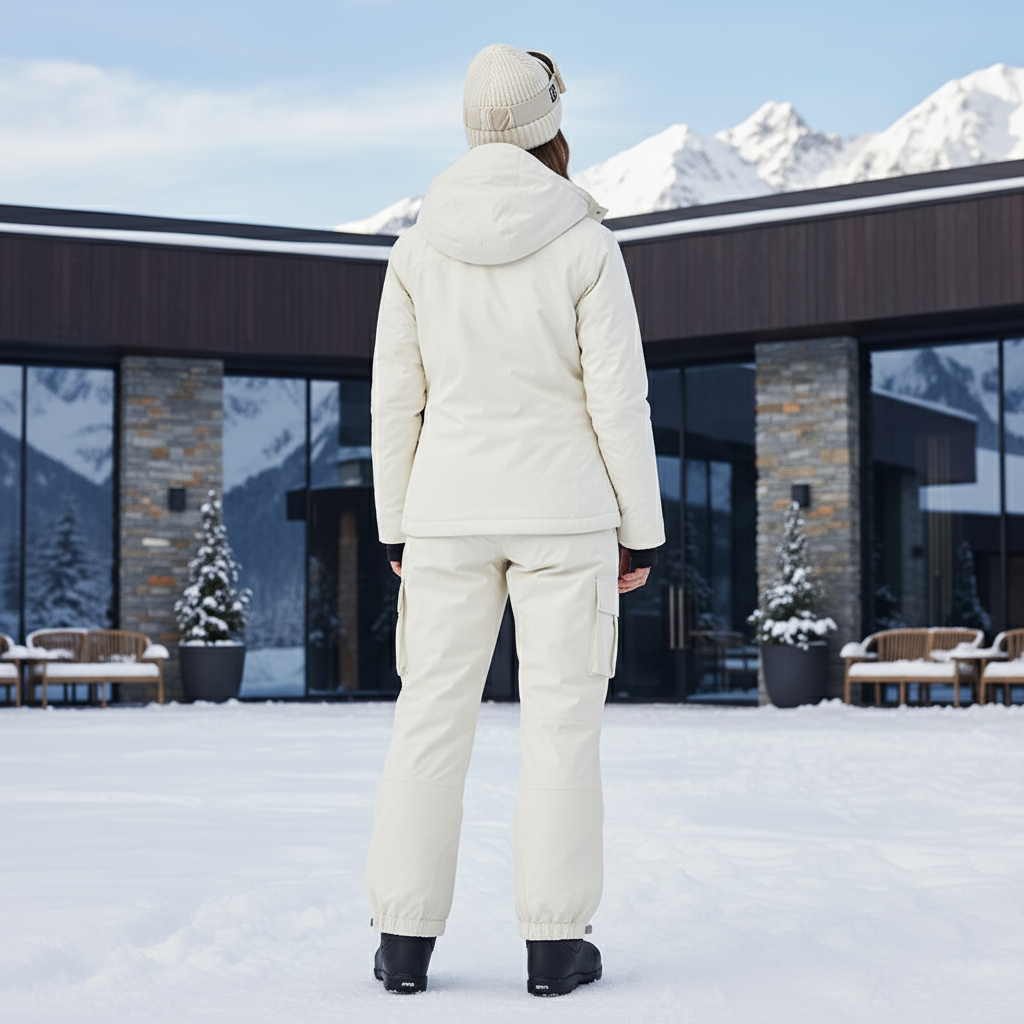 Pantalon De Ski Crème Cargo Imperméable Femme Hiver - Beige Polyester - vue 2