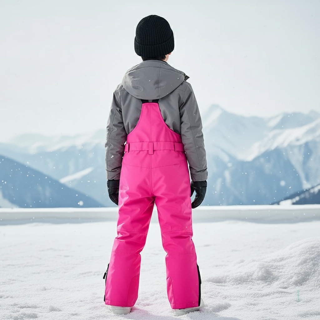 Pantalon De Ski Rose Fuschia Imperméable Enfant Bretelles Matelassé - Polyester - vue 2