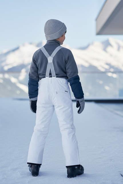 Pantalon De Ski Blanc Enfant Imperméable Bretelles Hiver - Polyester - vue 2