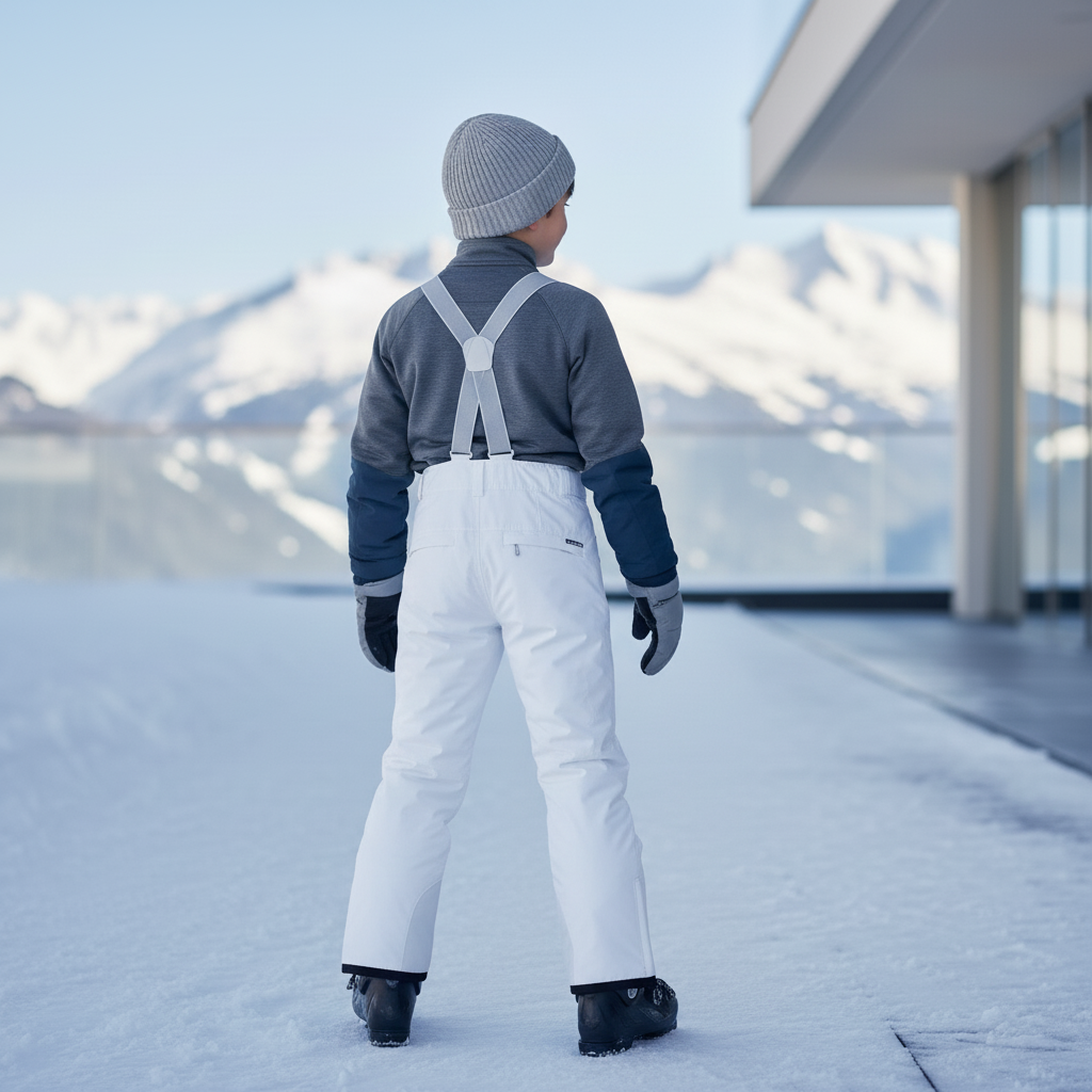 Pantalon De Ski Blanc Enfant Imperméable Bretelles Hiver - Polyester - vue 2