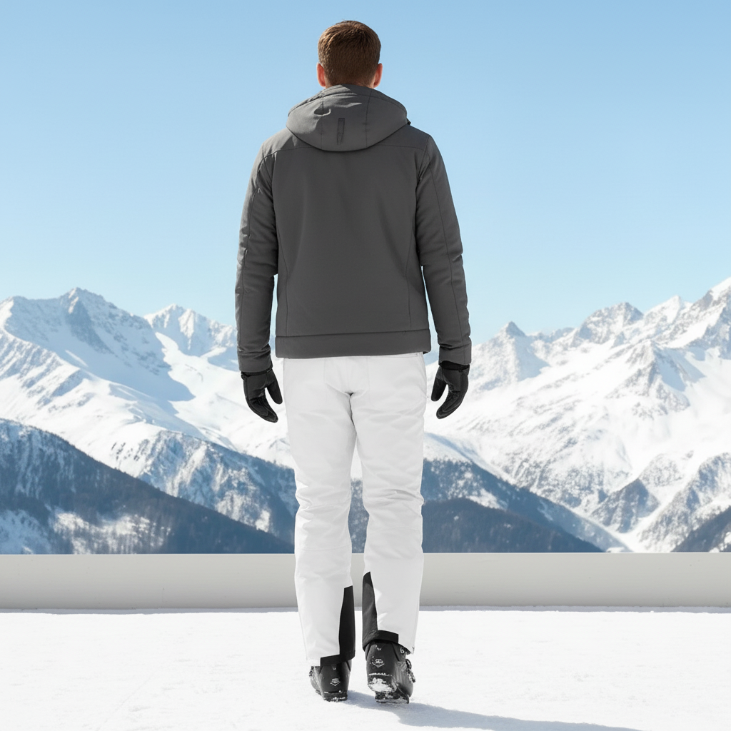 Pantalon De Ski Blanc Imperméable Homme Coupe Droite - Polyester - vue 2