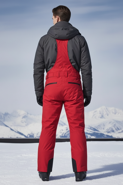 Pantalon De Ski Rouge Bretelles Imperméable Homme Salopette - Polyester - vue 2