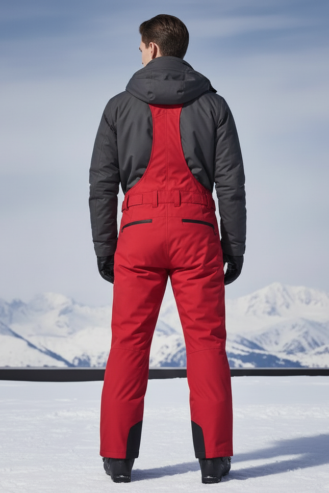 Pantalon De Ski Rouge Bretelles Imperméable Homme Salopette - Polyester - vue 2