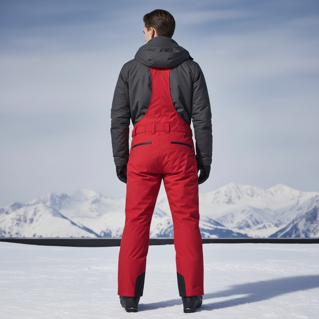 Pantalon De Ski Rouge Bretelles Imperméable Homme Salopette - Polyester - vue 2