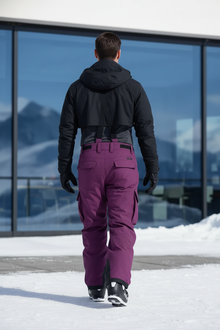Pantalon De Ski Violet Bretelles Cargo Imperméable Homme - Polyester - vue 2