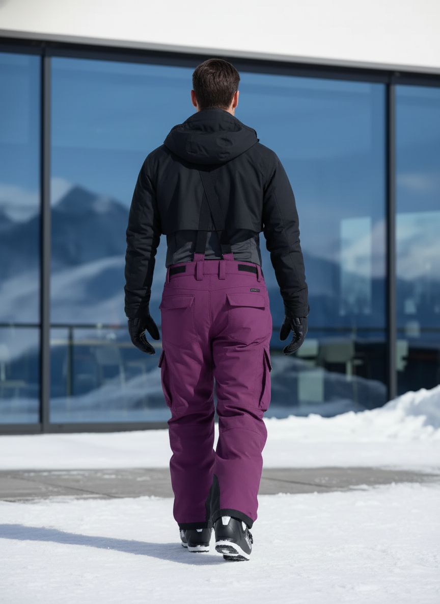 Pantalon De Ski Violet Bretelles Cargo Imperméable Homme - Polyester - vue 2