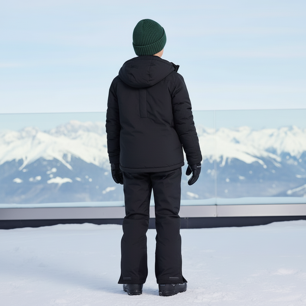Pantalon De Ski Noir Bretelles Imperméable Hiver Unisexe - Polyester - vue 2