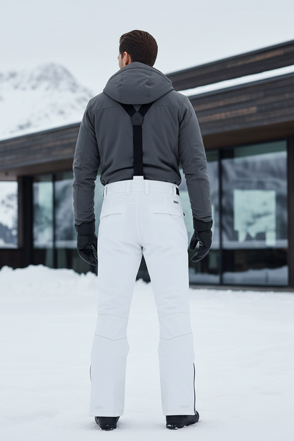 Pantalon De Ski Blanc Homme Imperméable Bretelles Cargo - Polyester - vue 2