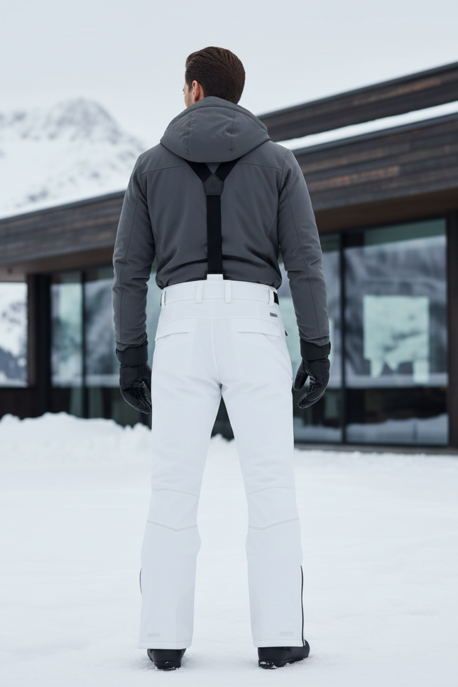 Pantalon De Ski Blanc Homme Imperméable Bretelles Cargo - Polyester - vue 2