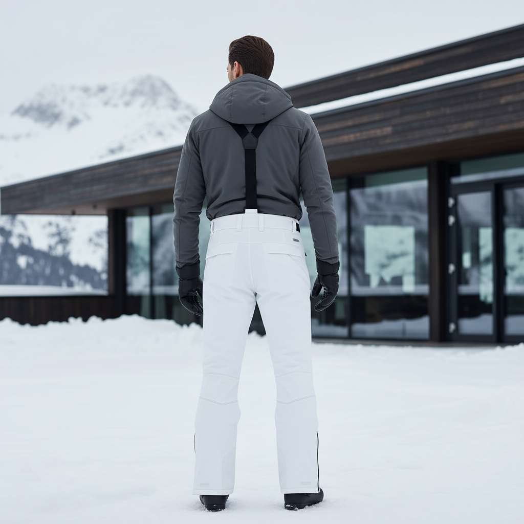 Pantalon De Ski Blanc Homme Imperméable Bretelles Cargo - Polyester - vue 2