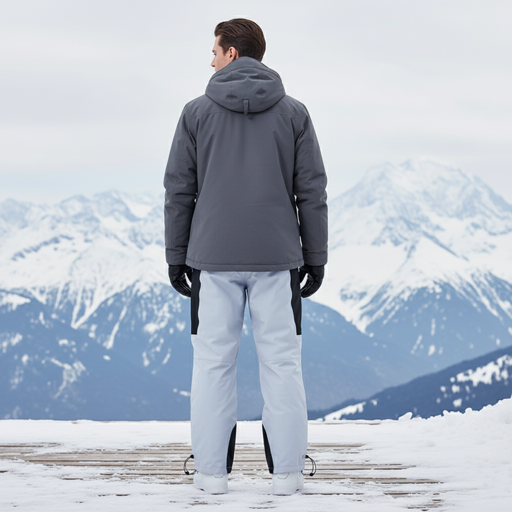 Pantalon De Ski Gris Bicolore Ample Imperméable Homme - Polyester - vue 2
