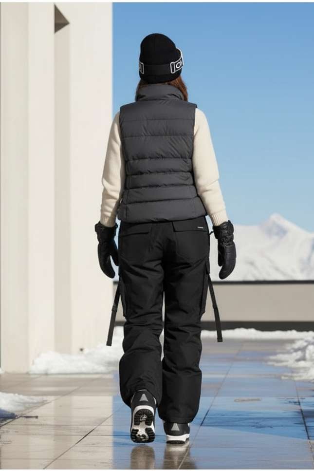 Pantalon De Ski Cargo Noir Ample Imperméable Femme - Polyester - vue 2