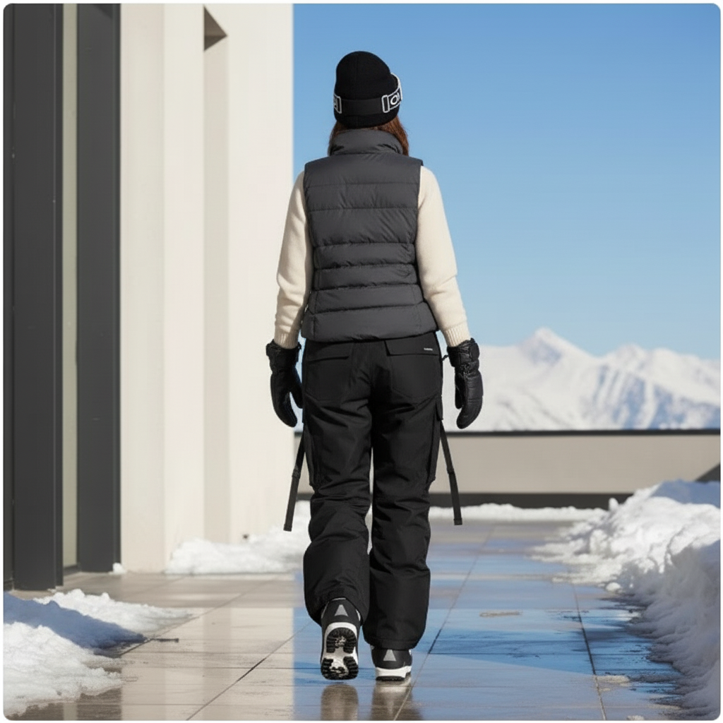 Pantalon De Ski Cargo Noir Ample Imperméable Femme - Polyester - vue 2