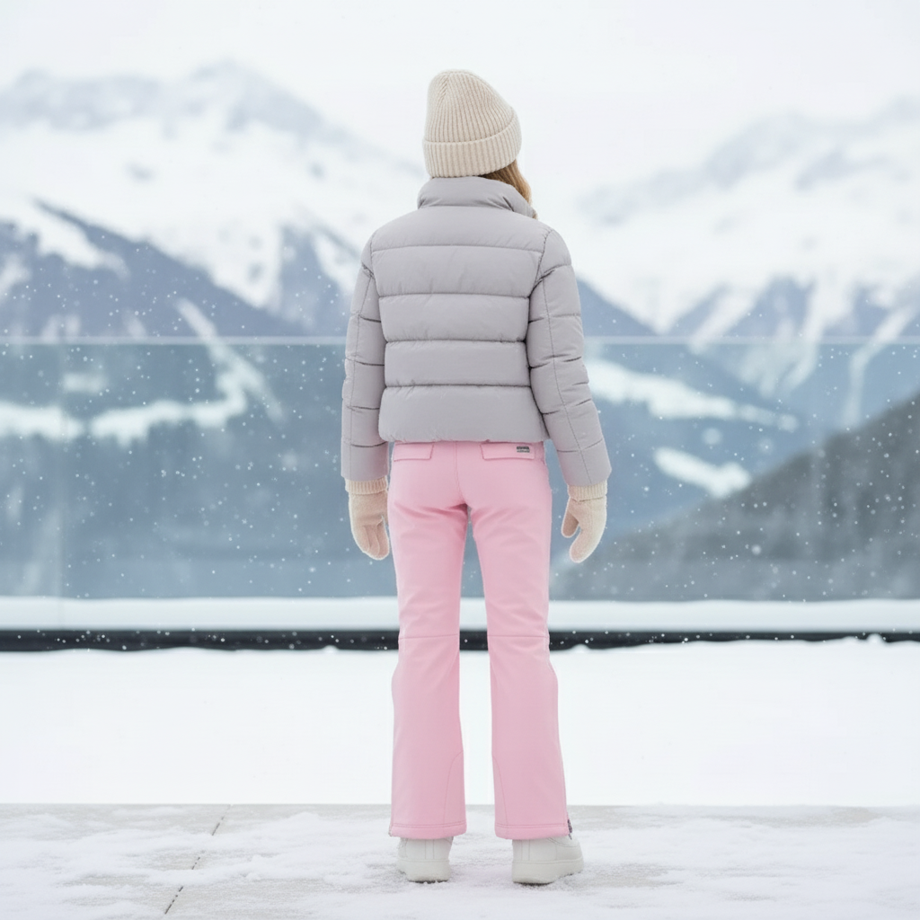 Pantalon De Ski Rose Pâle Imperméable Femme Coupe Droite - Polyester - vue 2