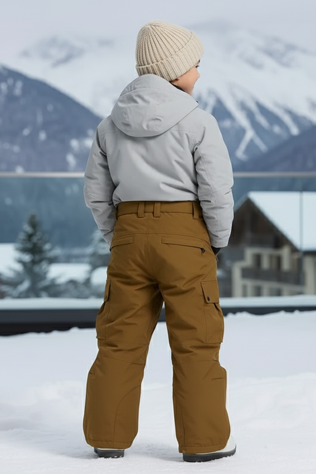 Pantalon De Ski Marron Ample Imperméable Cargo Enfant - Polyester - vue 2