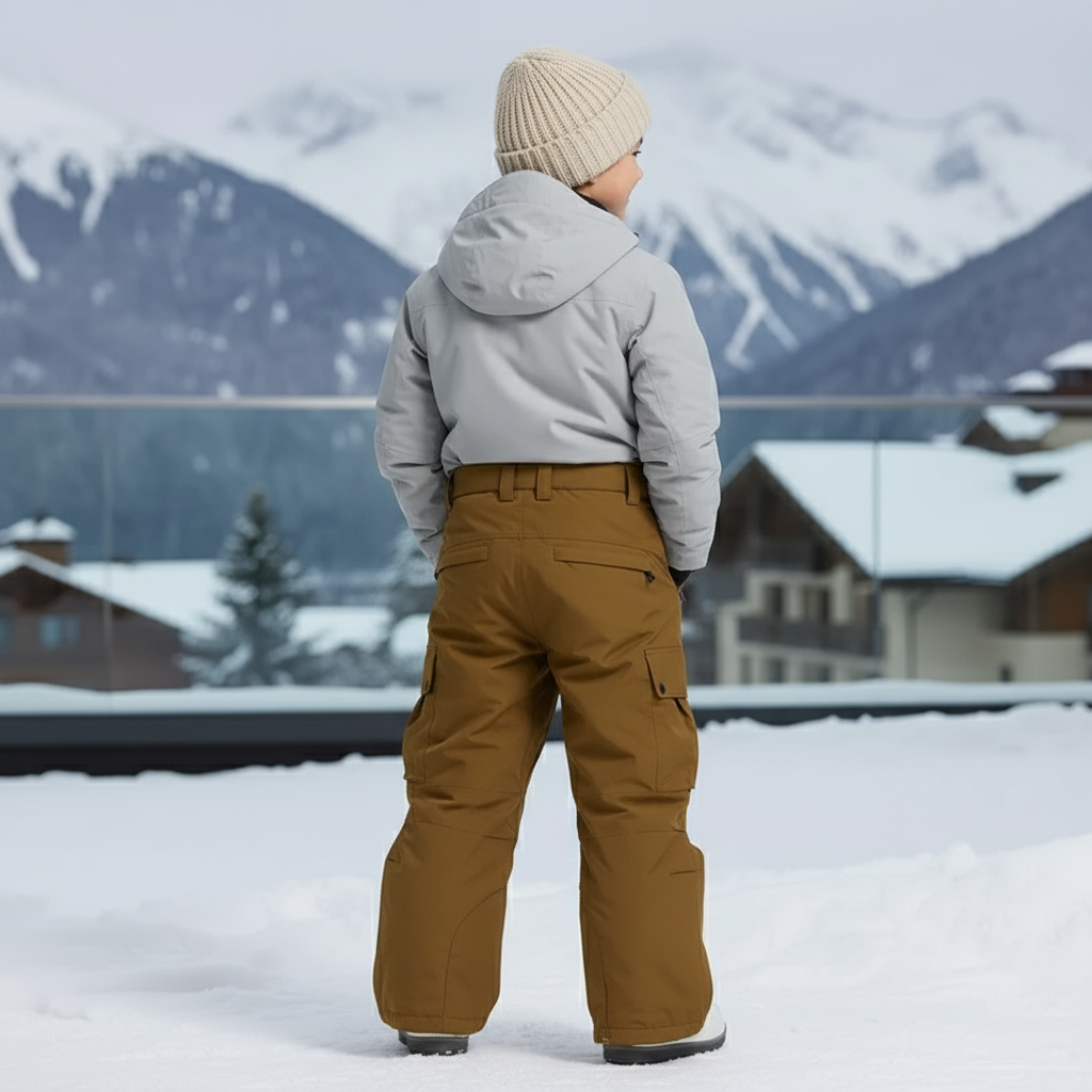 Pantalon De Ski Marron Ample Imperméable Cargo Enfant - Polyester - vue 2