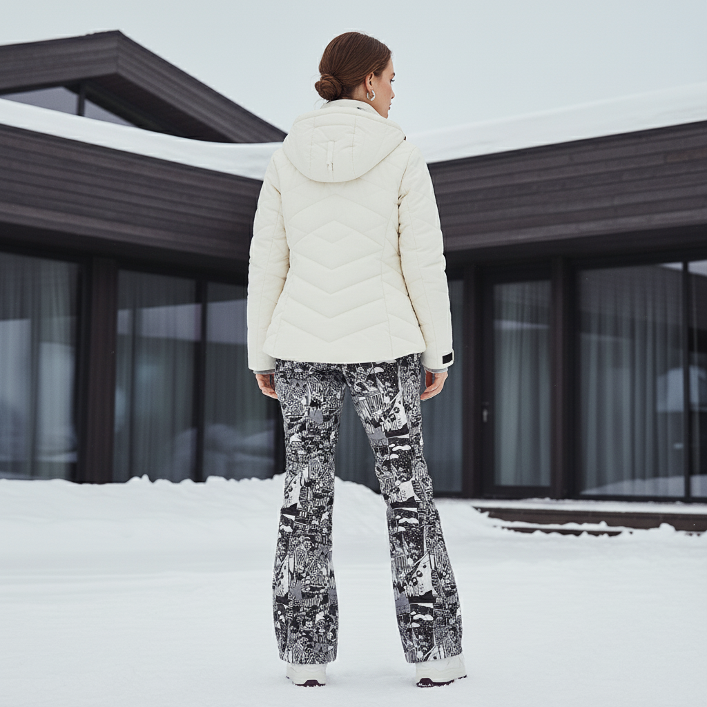 Pantalon De Ski Imprimé Graphique Noir Blanc Ample Femme - Polyester - vue 2