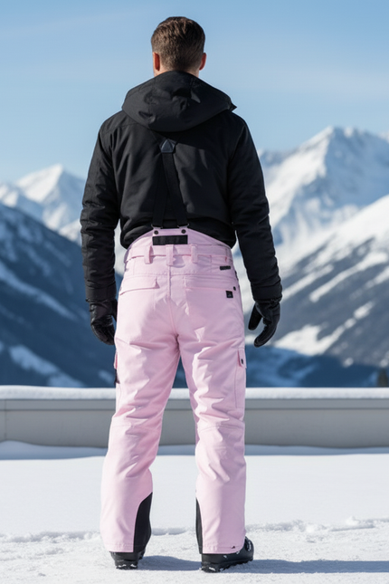 Pantalon De Ski Rose Pâle Imperméable Salopette Homme - Polyester - vue 2