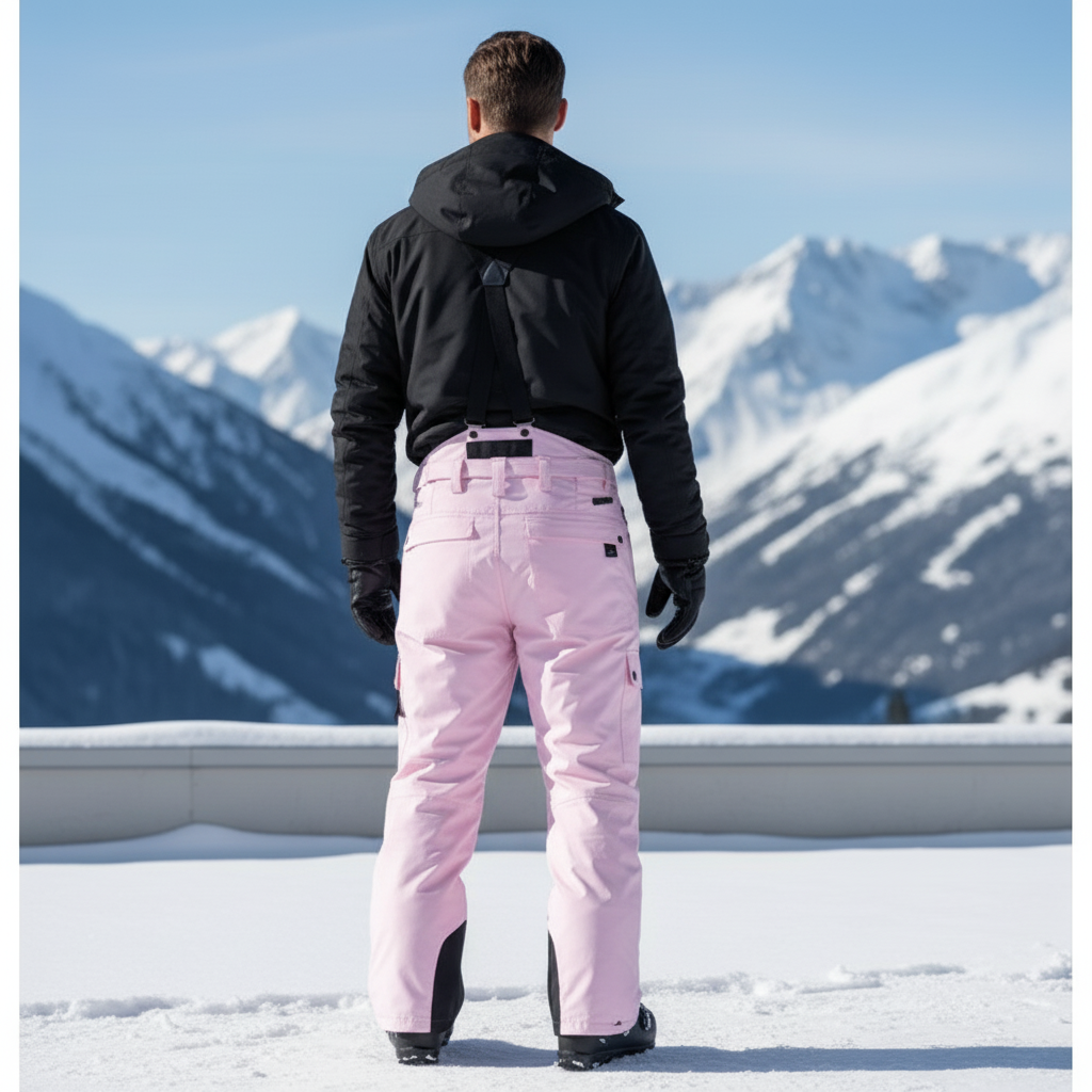 Pantalon De Ski Rose Pâle Imperméable Salopette Homme - Polyester - vue 2