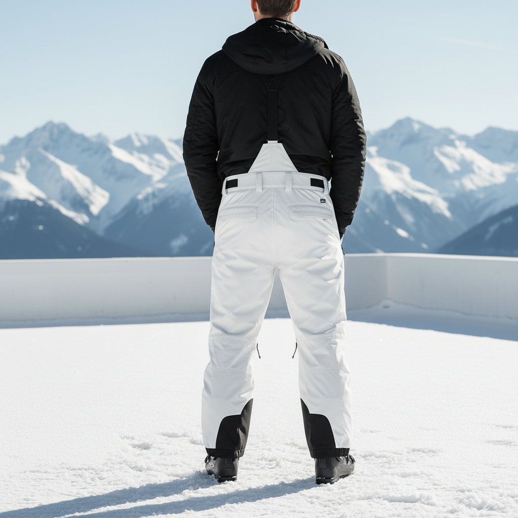 Pantalon De Ski Blanc Homme Imperméable Bretelles Hiver - Polyester - vue 2
