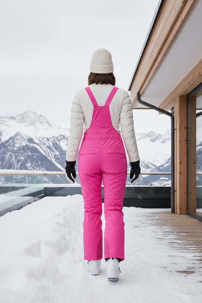 Pantalon De Ski Rose Vif Bretelles Imperméable Femme Hiver - Polyester - vue 2