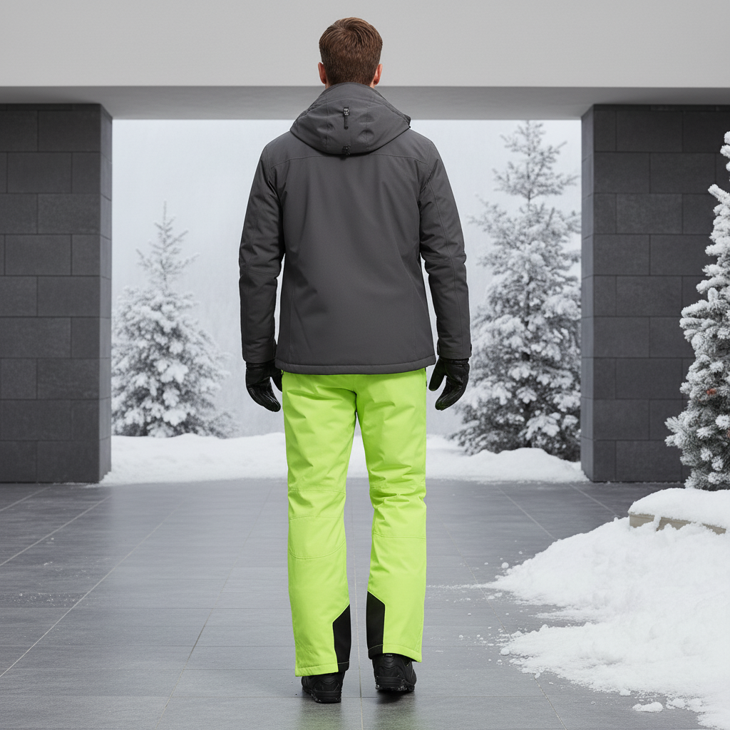 Pantalon De Ski Homme Vert Fluorescent Ample Imperméable Hiver - Polyester - vue 2