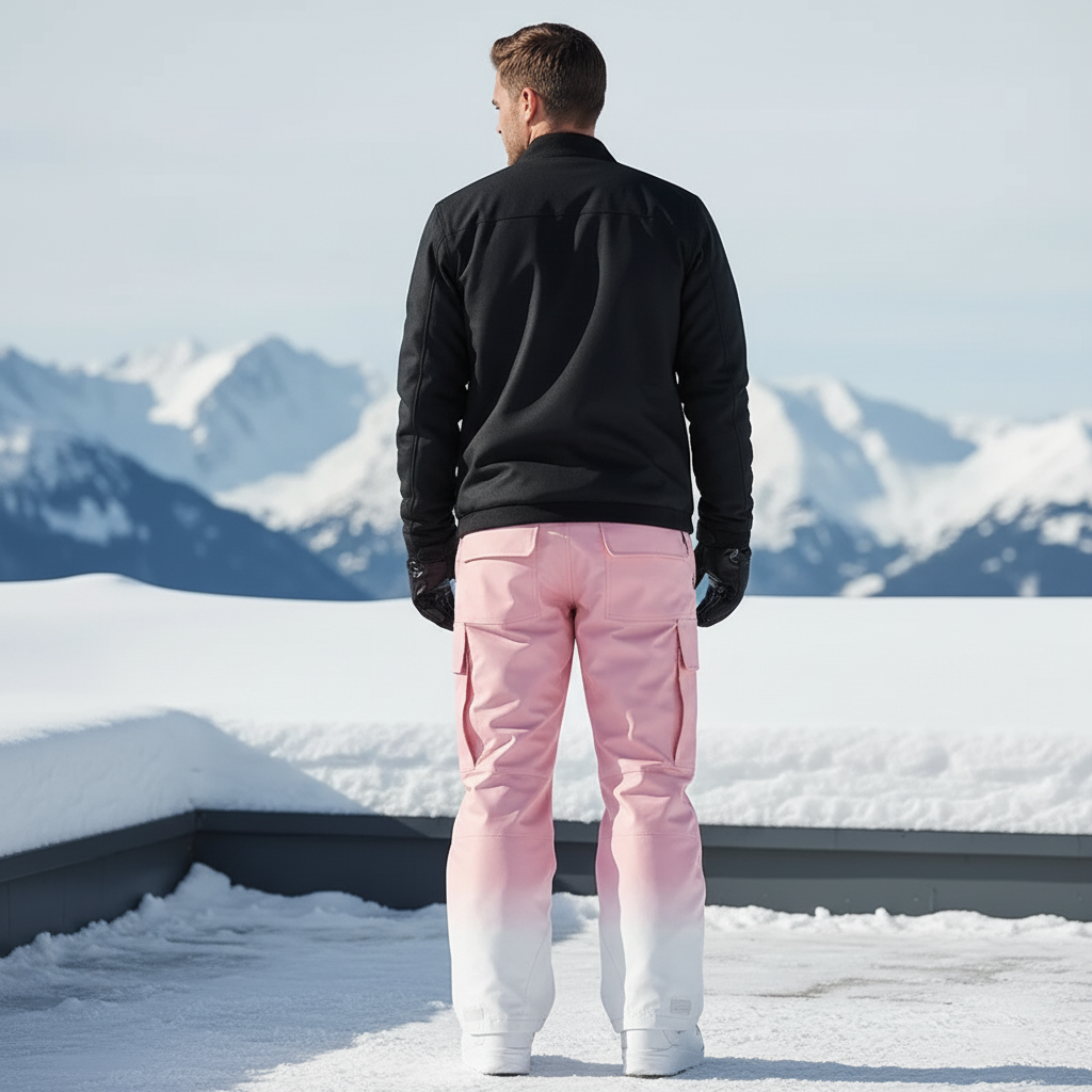 Pantalon De Ski Rose Dégradé Imperméable Cargo Homme - Polyester - vue 2