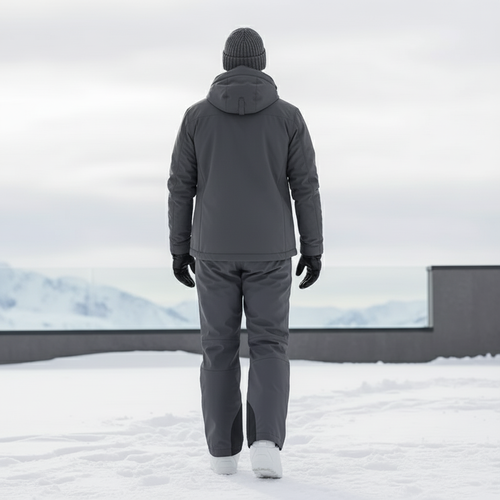 Pantalon De Ski Gris Imperméable Coupe Droite Homme - Polyester - vue 2