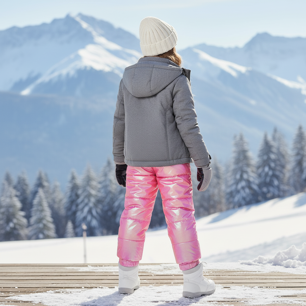 Pantalon De Ski Enfant Brillant Rose Rembourré Chaud - Polyester - vue 2