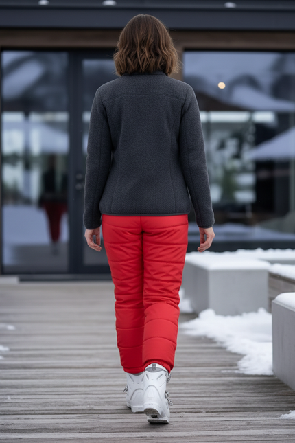 Pantalon De Ski Rouge Matelassé Imperméable Femme Élastique Taille Haute - Polyester - vue 2