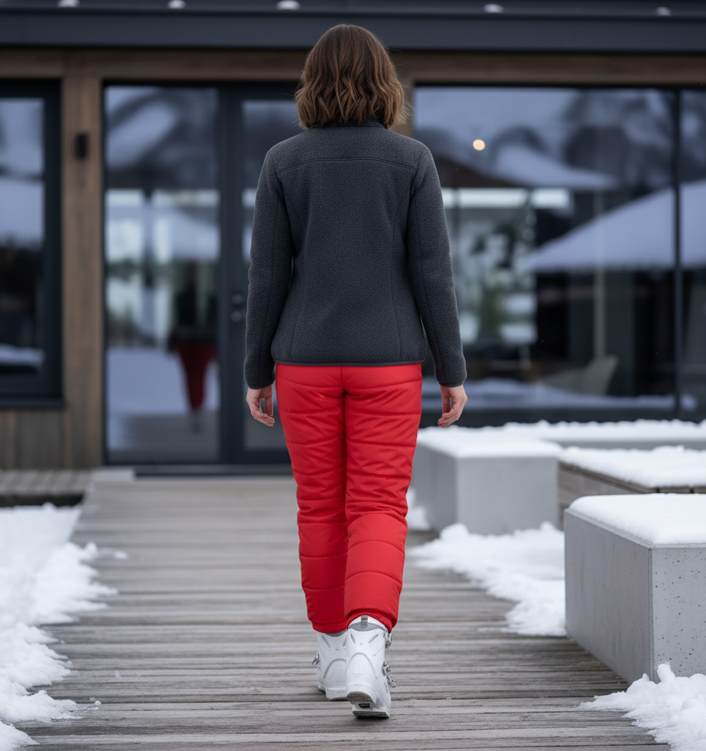 Pantalon De Ski Rouge Matelassé Imperméable Femme Élastique Taille Haute - Polyester - vue 2