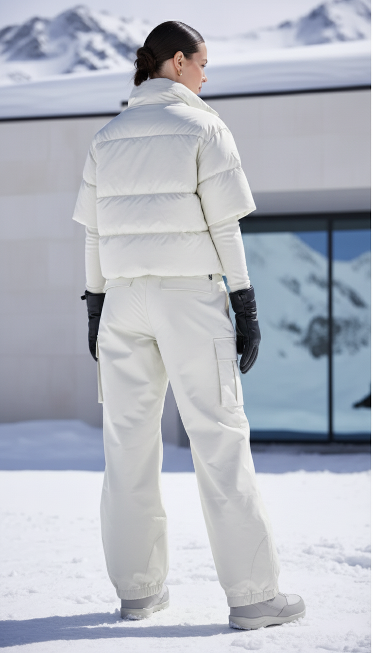 Pantalon De Ski Écru Ample Imperméable Cargo Femme - Blanc Polyester - vue 2