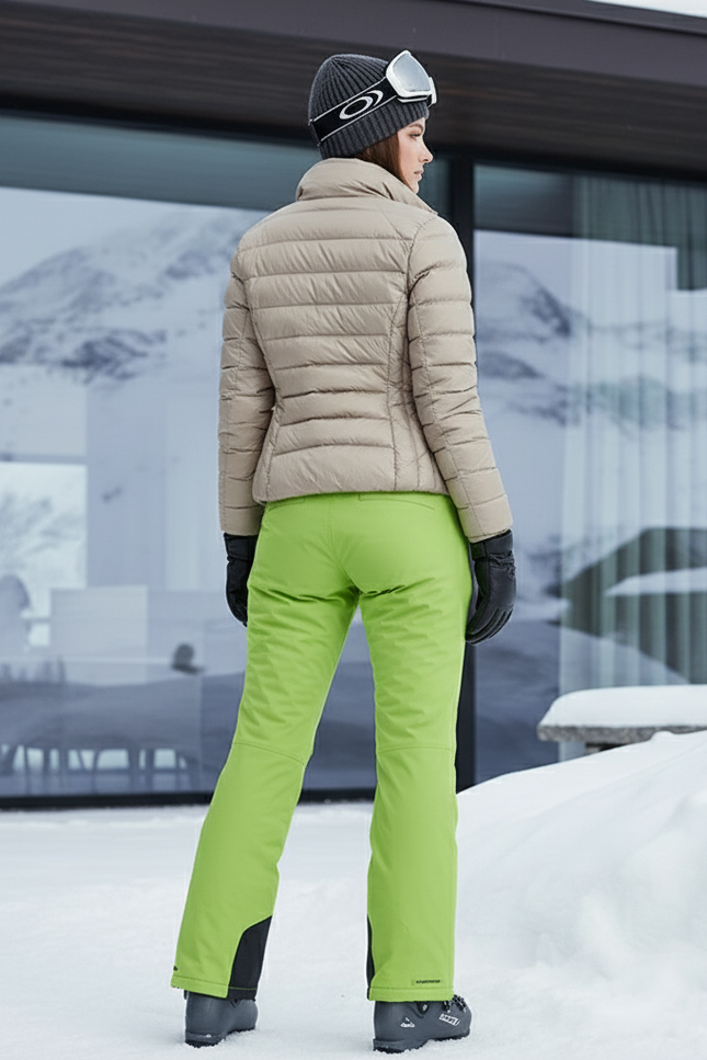 Pantalon De Ski Vert Fluorescent Imperméable Femme Coupe Droite - Polyester - vue 2
