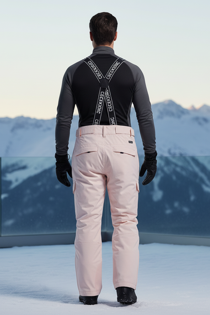 Pantalon De Ski Rose Poudré Imperméable Bretelles Homme - Polyester - vue 2